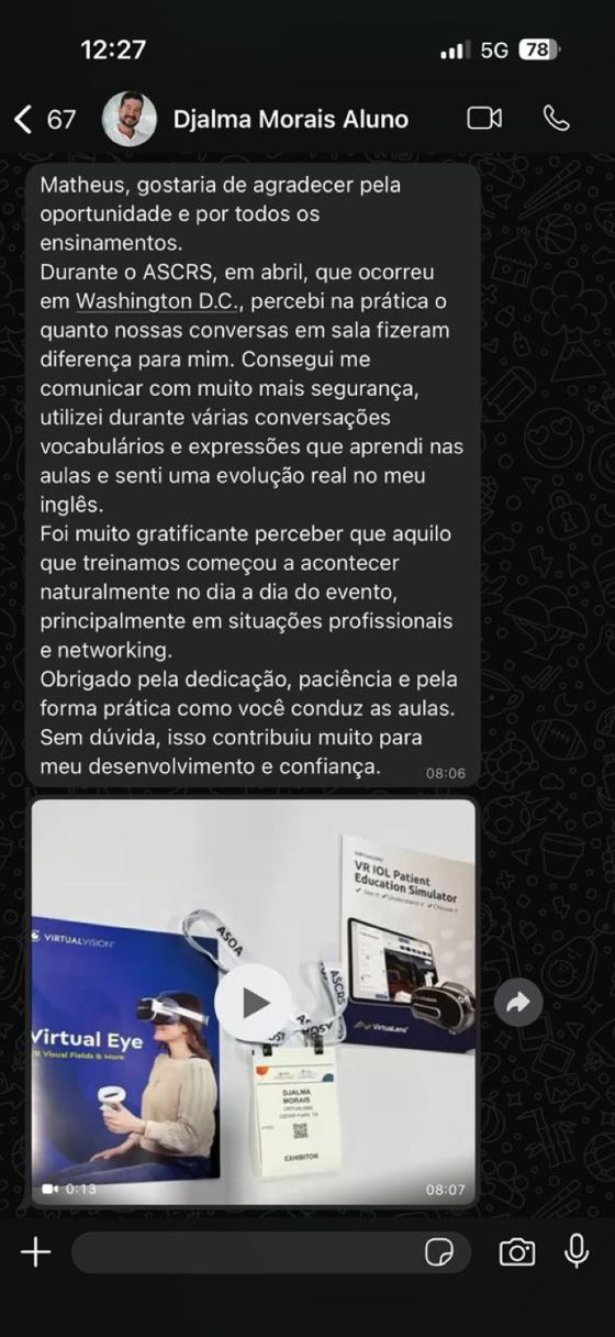Conversa de WhatsApp com o aluno Djalma sobre o desafio